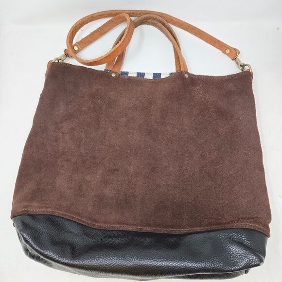 ALI GOLDEN Brown and Black Suede Tote Bag Reversible - Picture 7 of 16